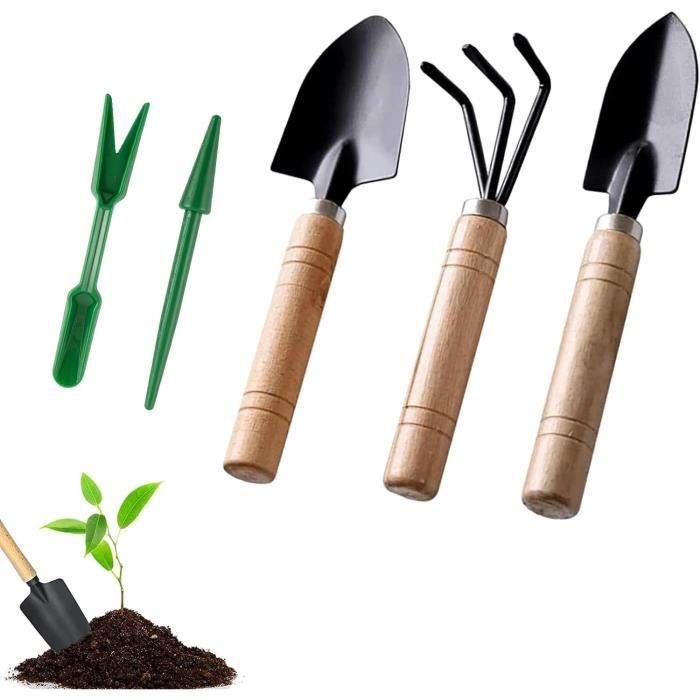 Kit De 3 Petits Outils De Jardinage à Main – Pelle étroite, Pelle Large, Râteau – Manches Plastique Confortables – Pour Plantes Succulentes, Bonsaï