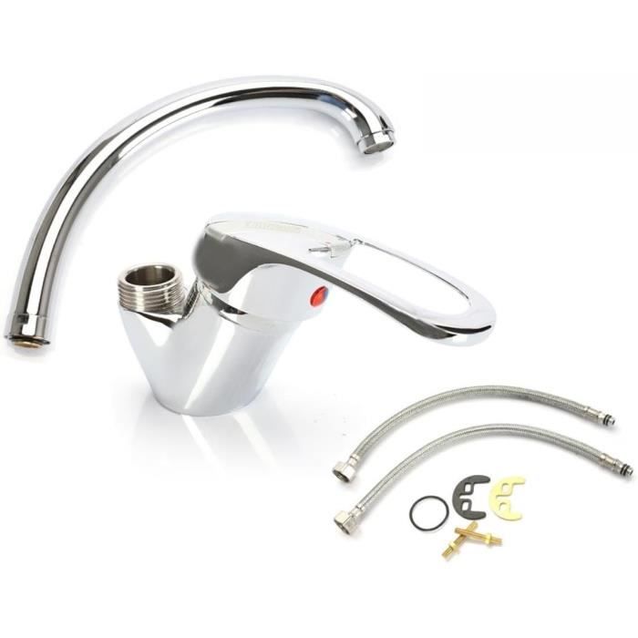 Robinet mélangeur mitigeur court, bec haut en U et commande courte- DISTFORM - R0020238