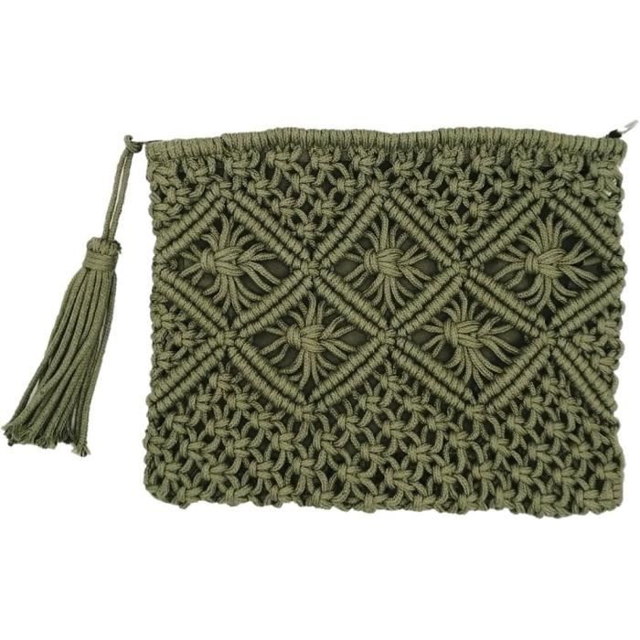 Pochette Bandoulière Macramé Rouge Et Noire - Neuve Sans étiquette - 20x24 Cm