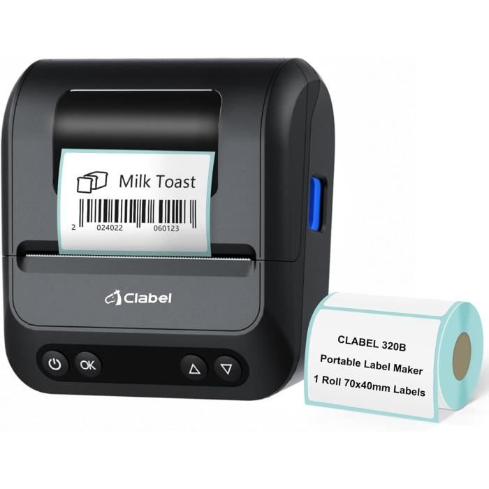 Imprimante étiquettes Bluetooth CLABEL 321D - Étiquettes Thermique 60x40 Mm - Pour Codes-barres, Bureau, Maison - Prise EU