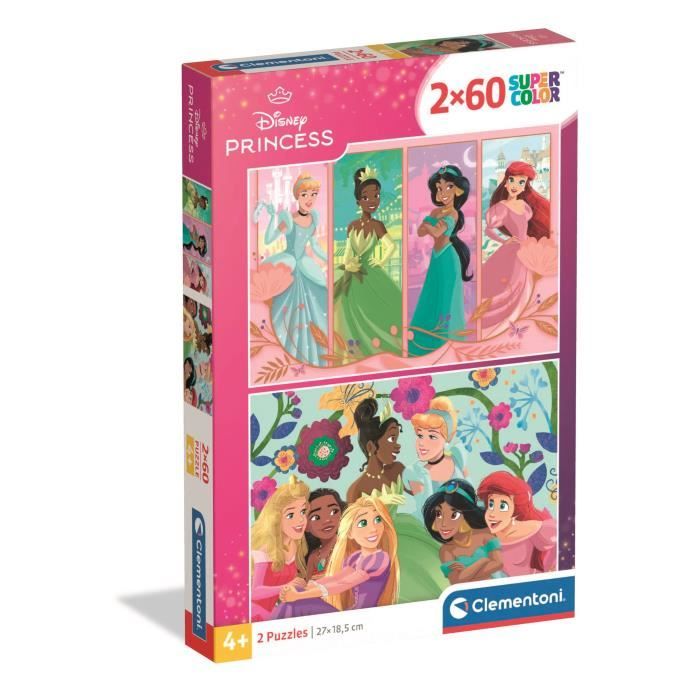Clementoni Puzzle Enfant 2X60 Pièces Disney Princess Walt Disney Fabriqué en Italie 24824
