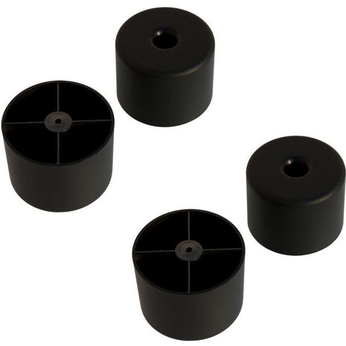 4x pied de meuble D = 45mm x H = 15mm plastique noir rond patin guide canapé lit table