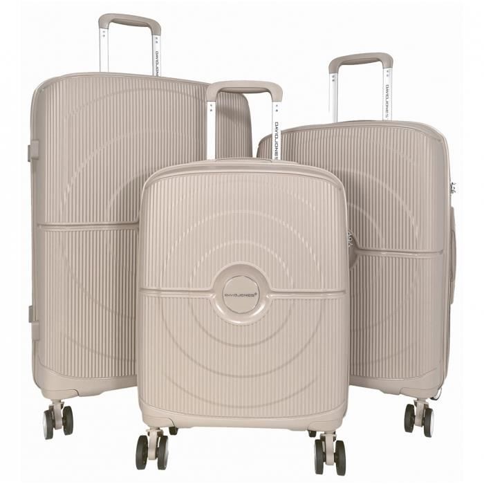 set de 3 valises 55cm-65cm-75cm synthétique taupe - ba80023 -