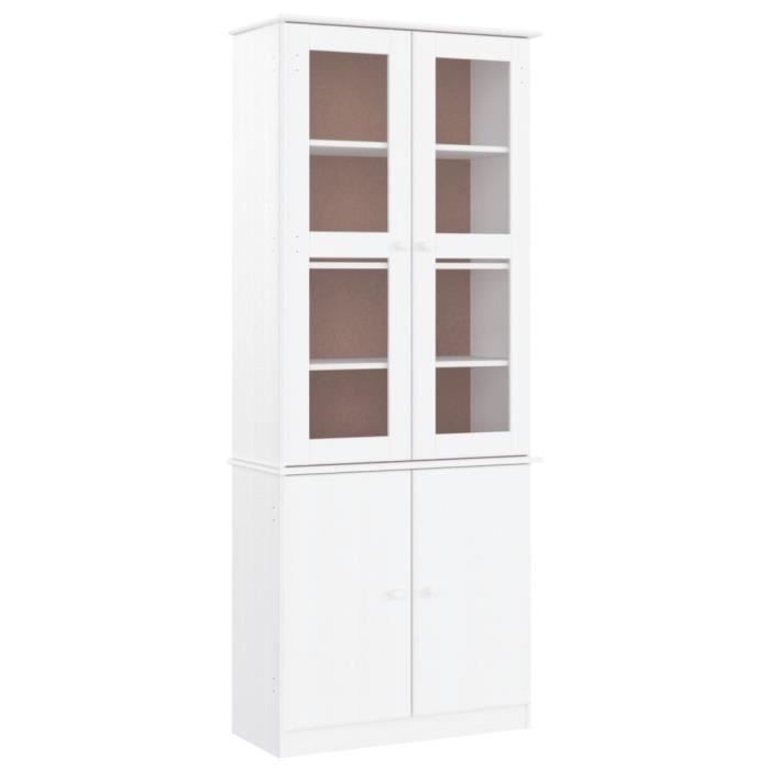 vitrine - argentier - vitrine en verre alta blanc 77x35x186,5 cm bois de pin massif - yw tech 7063249707911