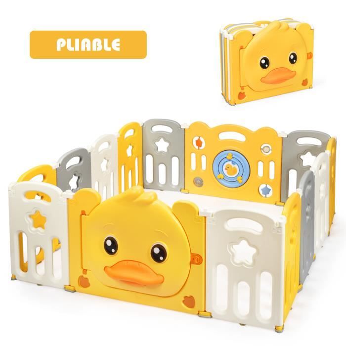 Dreamade Parc Bebe Barriere De Securite En Hdpe Avec 14 Panneaux D Activite Pliable Pour Bebe De 6mois A 6ans Dans Cuisine Chambre Cdiscount Puericulture Eveil Bebe