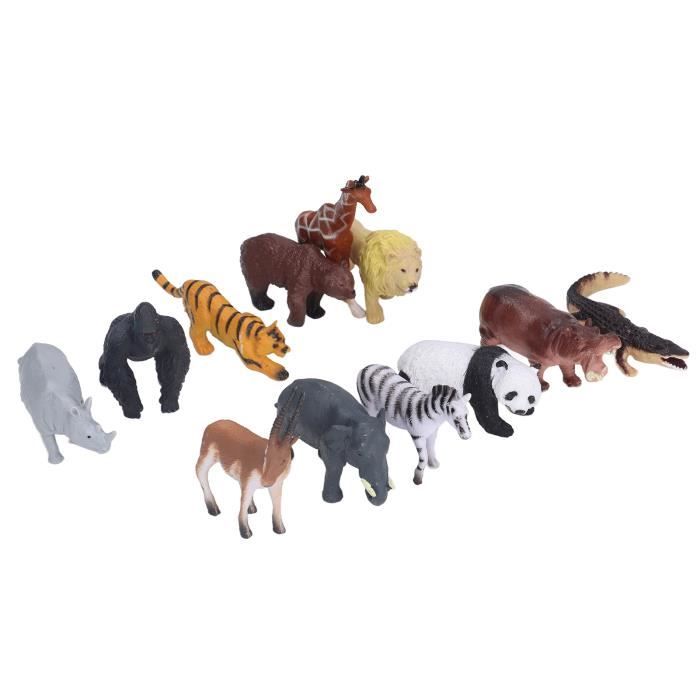 Drfeify figurines d'animaux 12 pièces modèle animal Simulation Unique  Jungle Animal Set décoration de gâteau de jouet pour