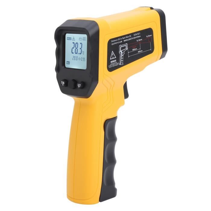 Thermomètre Infrarouge Sans Contact 50°C à 750°C - Pistolet Laser, Précision ±1.5%, Alimentation 9V