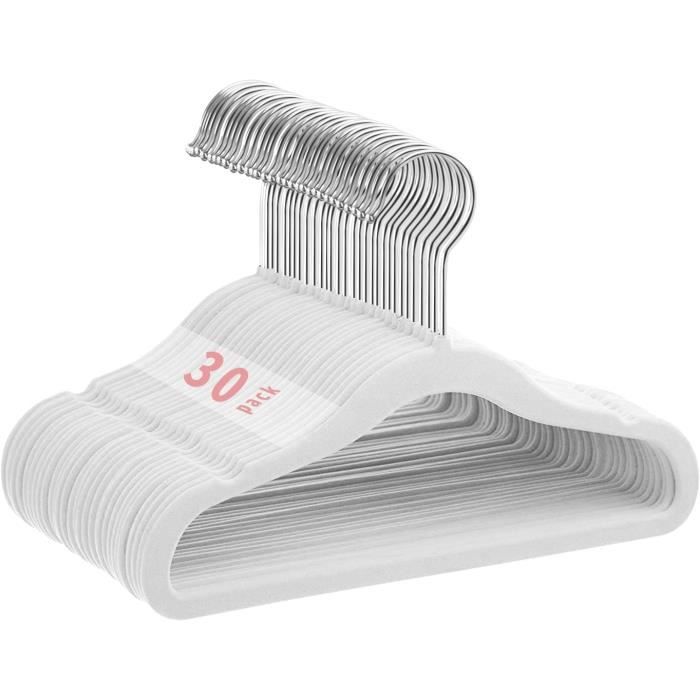 ManGotree Cintres Velours Bébé 30 Cm Avec Pinces Mobiles Antidérapantes – Lot De 16, Ultra-Fins Et Gain De Place, Blanc Parfait Pour Garder Les Vêtements Impeccables !