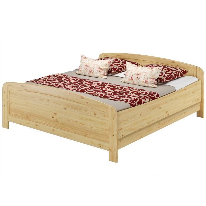 Idéal pour les personnes âgées lit double extra haut en pin massif 180x200 avec sommier 60.44-18FVM Idéal pour les personnes âgées lit double extra haut en pin massif 180x200 avec sommier 60.44-18FVM