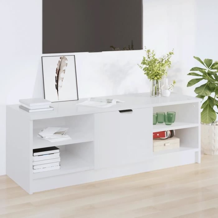 famirosa meuble tv blanc brillant 102x35,5x36,5 cm bois d'ingénierie-373