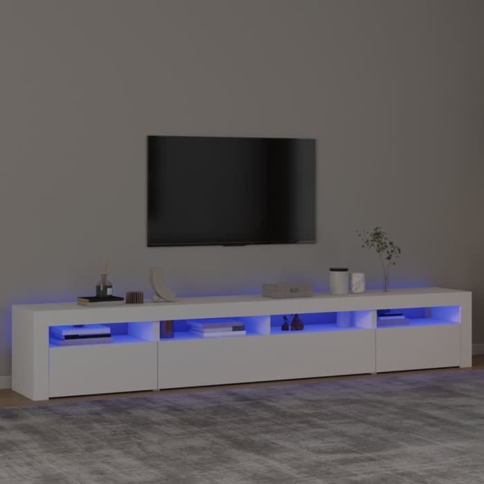 FAMIROSA Meuble TV avec Lumières LED Blanc 240x35x40 cm-722