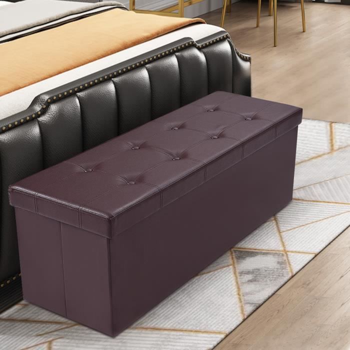 Tabouret - Coffre de Rangement - Simili Cuir - 114x38x38cm - Charge Max 300 kg