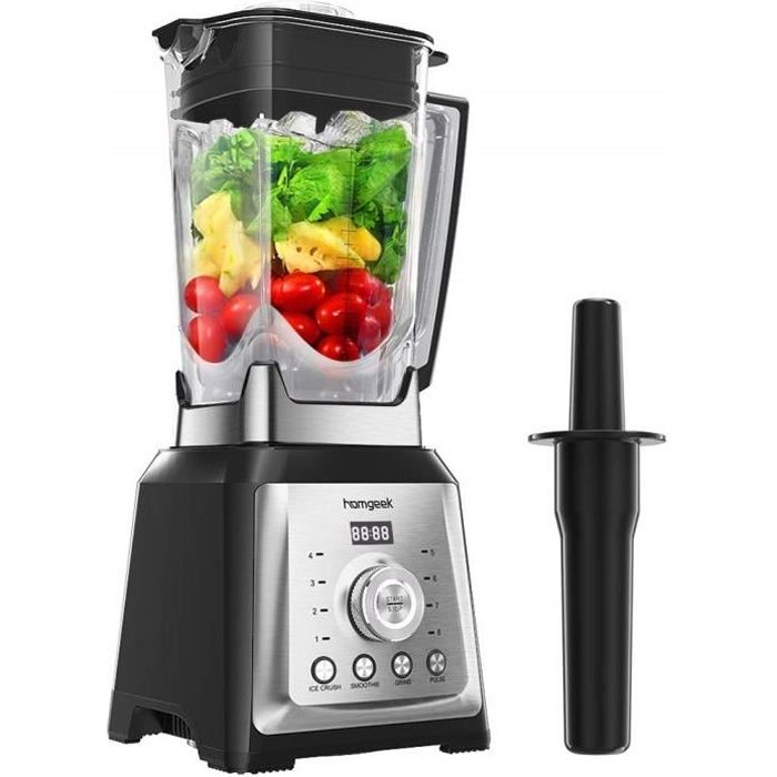 Homgeek Blender 2000W Professionnel Blender Smoothie Mixeur Multifonction avec 8 Vitesses
