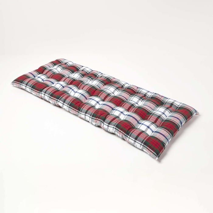 Coussin pour banc de jardin 2 places Carreaux écossais rouge