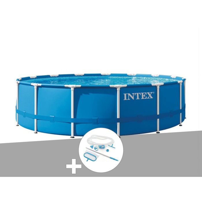 Kit piscine tubulaire Intex Metal Frame ronde 4,57 x 1,22 m + Kit d'entretien