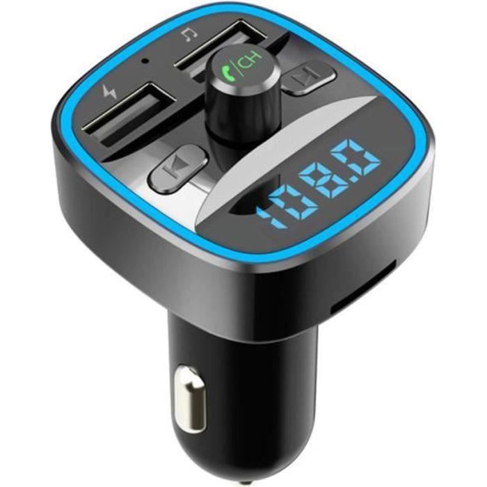 Transmetteur FM Bluetooth Pour Voiture - 5.0, Mains Libres, MP3 - Compatible 12-24V, Avec Lumière LED Ambiance