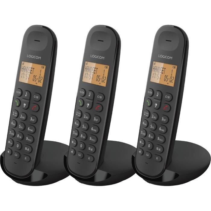 Téléphone fixe sans fil - LOGICOM - DECT ILOA 350 TRIO - Noir - Sans répondeur