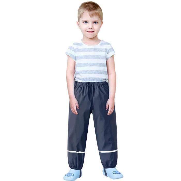 BenBoy Pantalon de Pluie Enfant Imperméable Respirant Salopette Étanche Coupe-Vent Pantalon de Boue pour Garcon Fille 