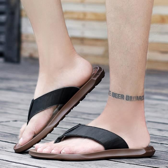 Sandales à Glissière Hommes Sandale Homme Cuir Sandalias Pour Homme