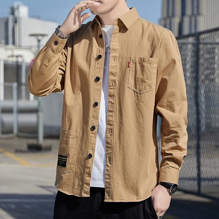 Chemise En Jean Ajustée Duohropke – Manches Longues, Col Reversible, Vintage, Boutonnée – Homme