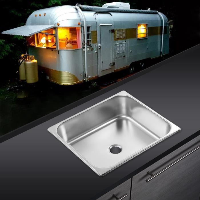 Évier De Cuisine Encastrable En Acier Inoxydable 40x45 Cm Avec égouttoir Intégré - 1 Bac Rectangulaire, Antibruit, Garantie 5 Ans