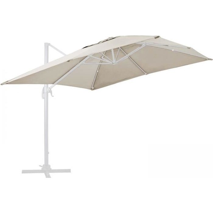 Toile de remplacement pour parasol déporté OVIALA - 4x3m - écru - polyester 240g/m² - anti UV 50+