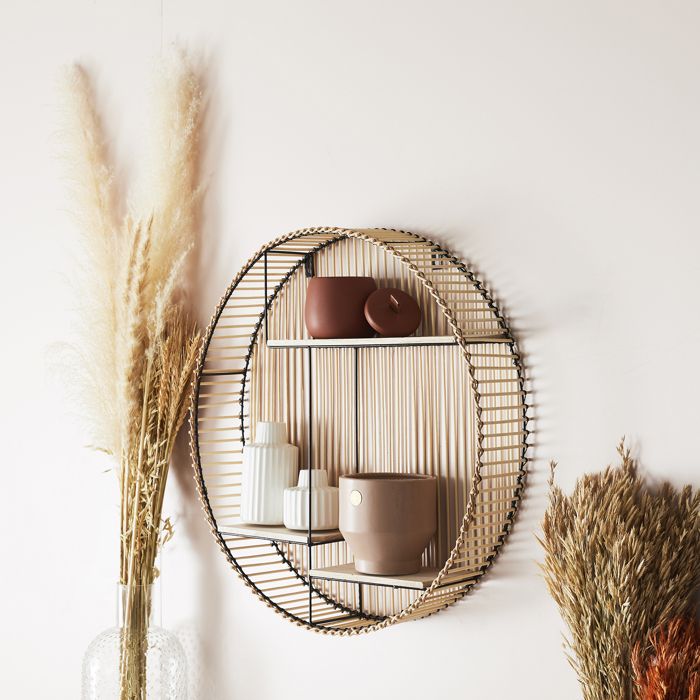 Etagere - Home Deco Factory - Java - Ronde - Compartimentée - Noir Et Beige