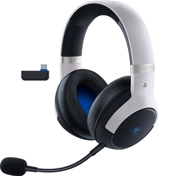 Razer Casque sans fil Bluetooth pour console PS5/PC Kaira Pro Hyperspeed Noir et Blanc - 8887910060247