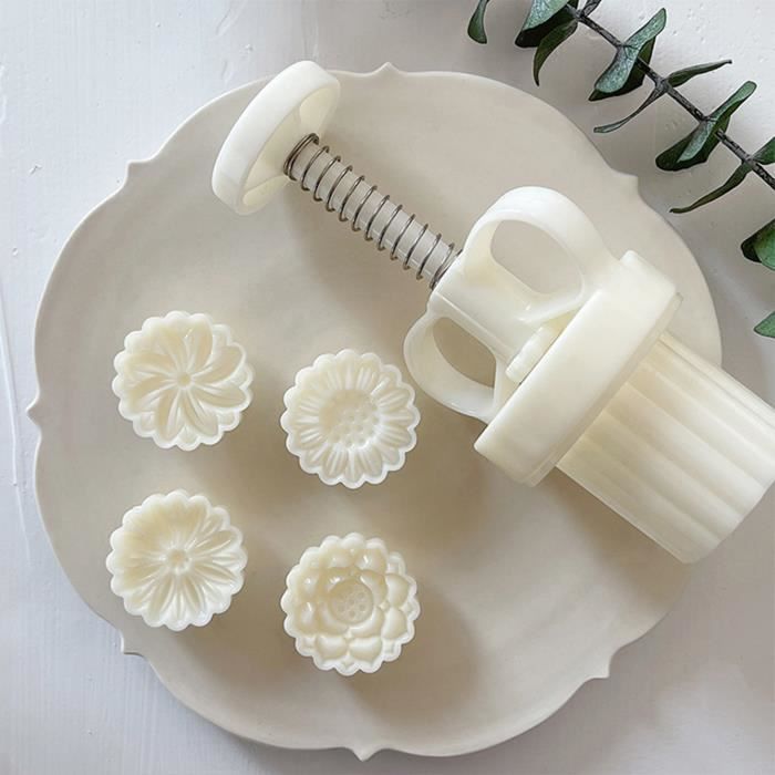 Moule à Mooncakes Pamtns - 7 Pièces ABS - Formes Fleurs - Pour Pâtisserie DIY - Facile à Nettoyer