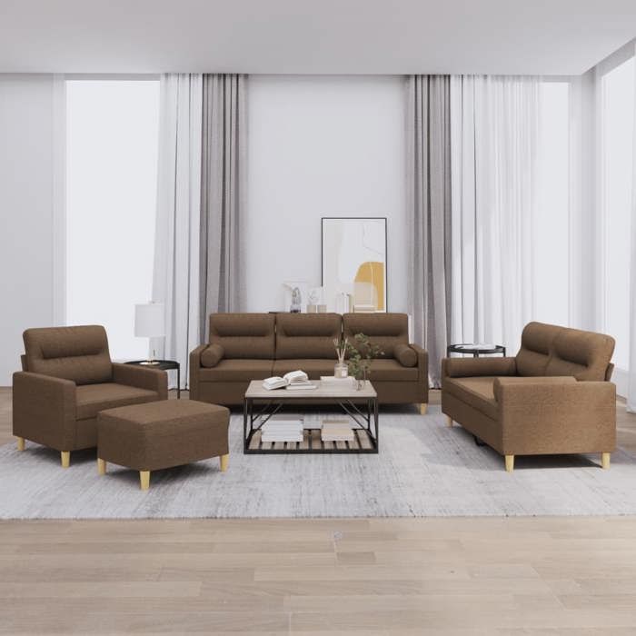 vidaXL Ensemble de Canapés avec Coussins 4 pcs Canapés avec Accoudoirs Ensemble de Meubles avec Repose-pieds Salon 3201563