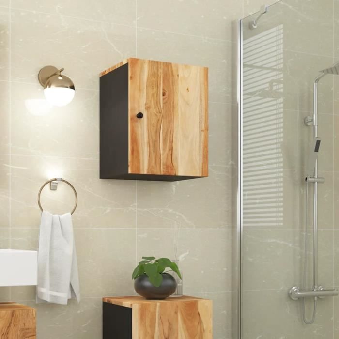 "promo"meuble de salle de bain lmt - armoire de salle de bain murale 38x33x48cm bois massif d'acacia 11,66kg