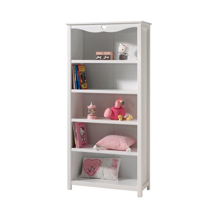 Bibliothèque 5 niveaux 90x40x190 cm en pin blanc - AMORENA