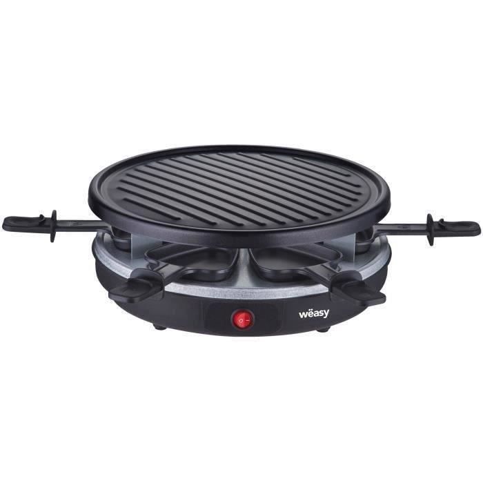 WEASY LUGA60 - Appareil à raclette et grill 4 personnes - 900W - Revêtement anti-adhésif - 30x30cm - Plaque amovible