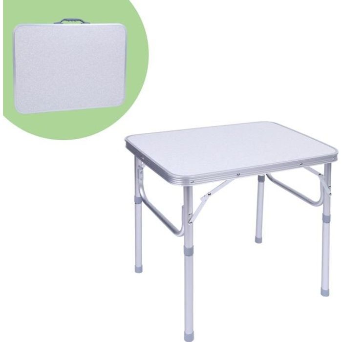 1x table de jardin pliante support bureau plateau en alliage d'aluminium pr camping pique-nique 60*45*58cm - xy fr