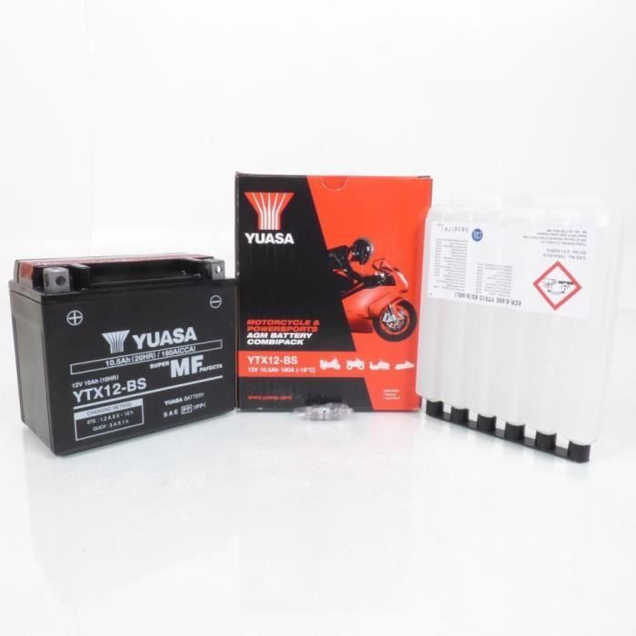 Batterie Yuasa pour Moto Suzuki 1250 Gsf Bandit S/N Abs 2007 à 2017 YTX12-BS / 12V 10Ah Neuf