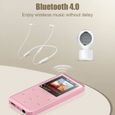 Haut-parleur MP3 Bluetooth 4.0 8Go en Métal Lecteur Baladeur Sport avec Boutons Tactiles, Supporte carte SD 128Go, Or Rose-1