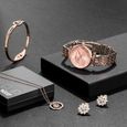 Coffret montre femme + bracelet + des boucles d'oreilles + collier – diamant or rose mode tempérament luxe-1