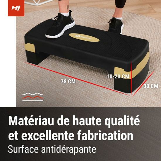 Stepper D-Work Avec Surface Antidérapante – 78 X 30 Cm, Hauteur Réglable 10/15/20 Cm, Charge Max 125 Kg, Cardio Et Fitness