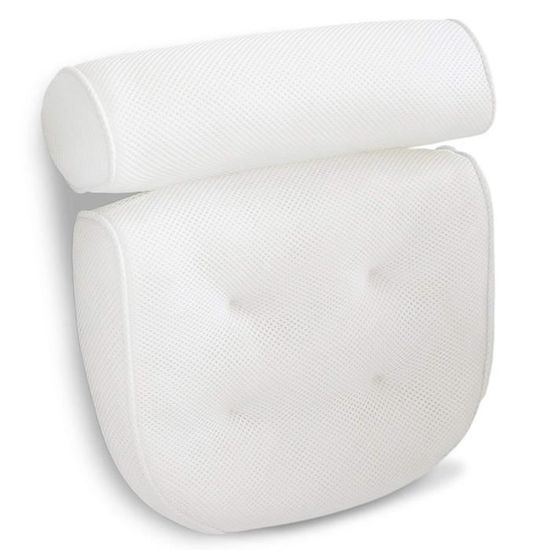 Oreiller De Bain 4D Air Mesh - Coussin Spa Imperméable Blanc 38x37 Cm