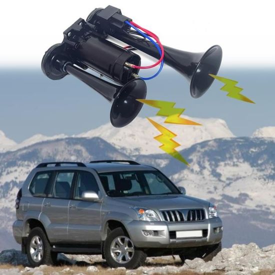 Klaxon à Air 12V Double Tube 165dB - Klaxon Puissant Pour Voiture, Camion, Moto, Bateau - Argent