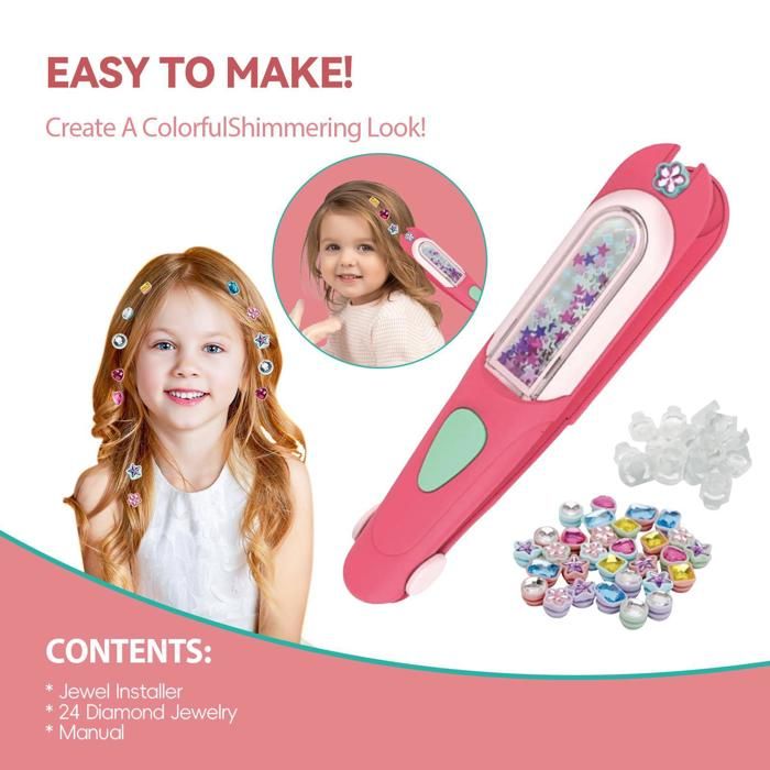 JSTHHTT Cheveux Bedazzler Kit, Styling Tool avec 180 Gemmes Décoratives, Bijoux De Jouets Créatifs pour Filles
