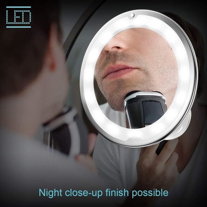 Miroir grossissant, Ohjijinn Miroir pliant portable avec miroir de  maquillage à lumière LED, loupe 10X, mini
