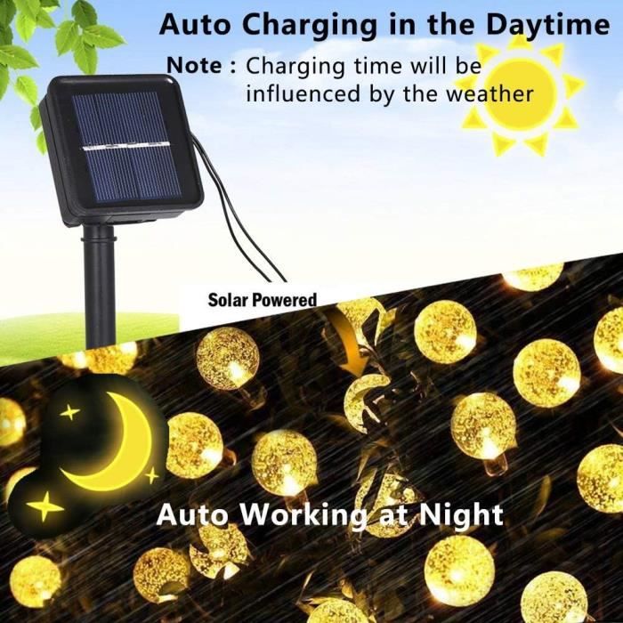 Guirlande Lumineuse Solaire Extérieure 20m - 200 LED Blanc Chaud - IP65, 8 Modes - Lot De 2