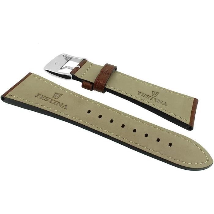 Bracelet De Montre Festina F20424 28 Mm Cuir Marron Lisse F20424