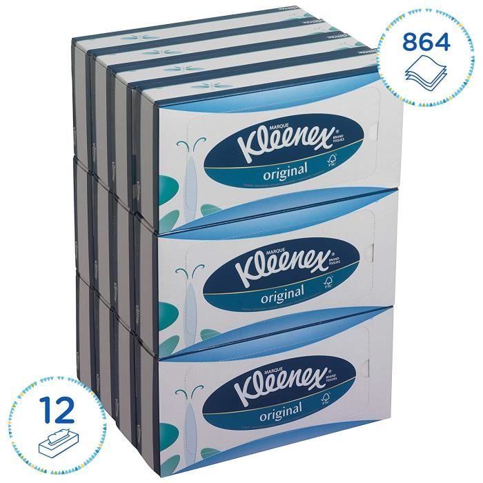 Boîtes de mouchoirs Kleenex 8824 - 12 x paquets de 72 mouchoirs (864 au  total) - Cdiscount Au quotidien