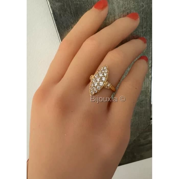 Bague Marquise Femme Bague Marquise Zirconium Plaqué Or 18 Carats