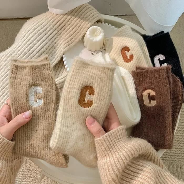Chaussettes de Luxe en Laine pour Femme Chaudes en Cachemire Decontractee Solide Confortable pour la Maison de Haute Qualite Beige Cdiscount Pret a Porter