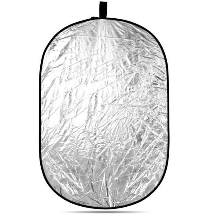 Réflecteur De Studio Photo Pliable 5 En 1 - 60x90 Cm, Surfaces Or, Argent, Blanc, Noir, Translucide - Parfait Pour Portraits Et Extérieur