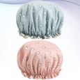 2pcs bonnets de bain imprimé double couche imperméable chapeau de bonnet de de douche pour filles femmes  BONNET DE DOUCHE-2
