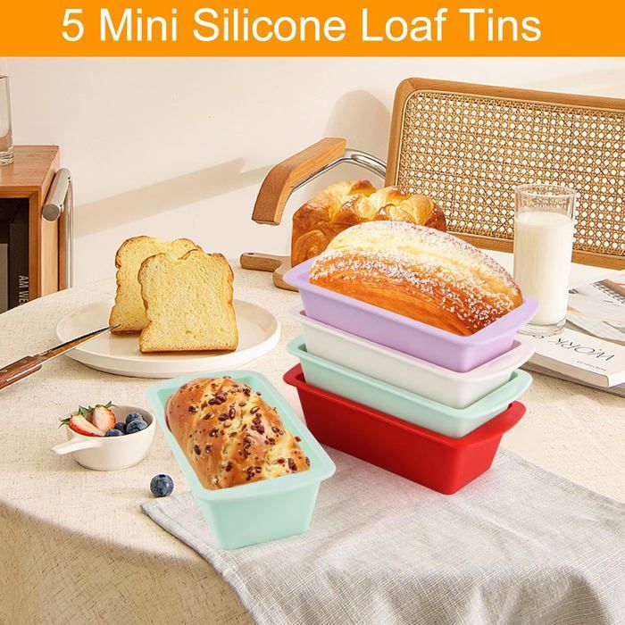 Lot de 4 moules à pain en silicone,Petit moule rectangulaire